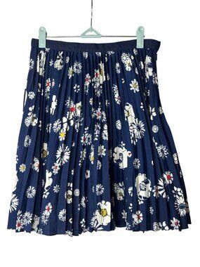 Jason Wu For Target Pleated A-Line Skirt 6 Knee Length Floral Navy Multicolor